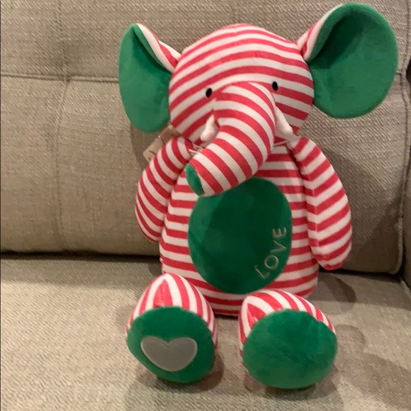 So Precious ❤️ Striped Pink & Green Elephant Stuffed Animal - Picture 1 of 4
